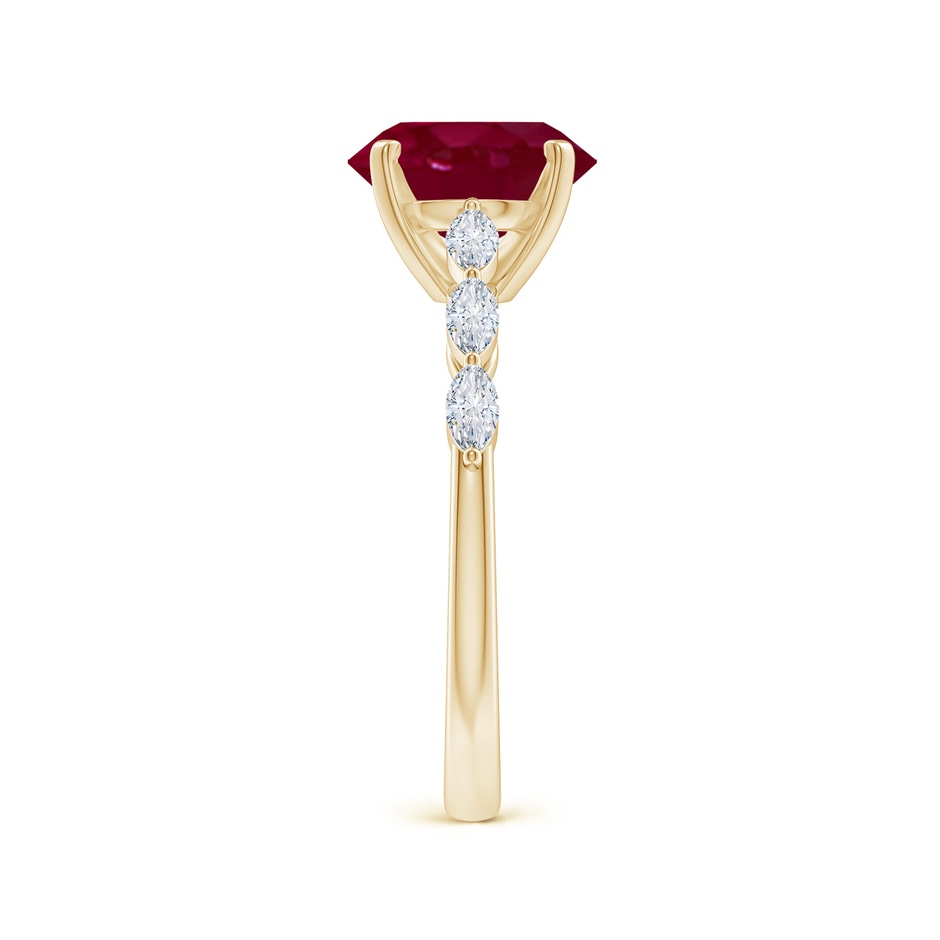 9x7mm A Oval Ruby Engagement Ring with Marquise Diamonds in Yellow Gold side 299