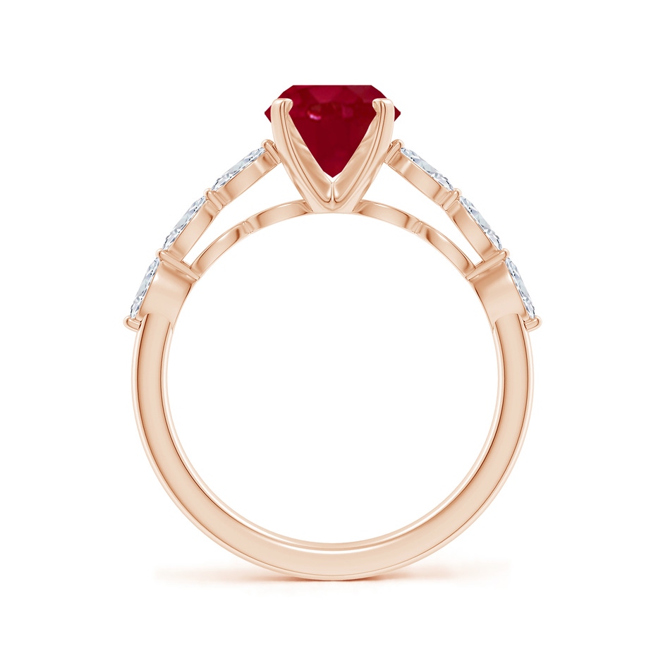 9x7mm AA Oval Ruby Engagement Ring with Marquise Diamonds in 18K Rose Gold side 199
