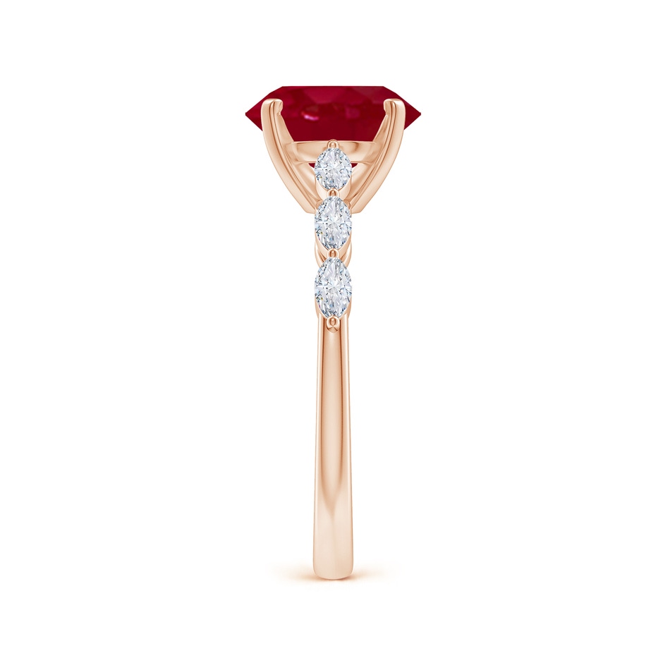 9x7mm AA Oval Ruby Engagement Ring with Marquise Diamonds in 18K Rose Gold side 299