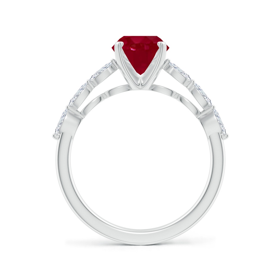 9x7mm AA Oval Ruby Engagement Ring with Marquise Diamonds in P950 Platinum side 199