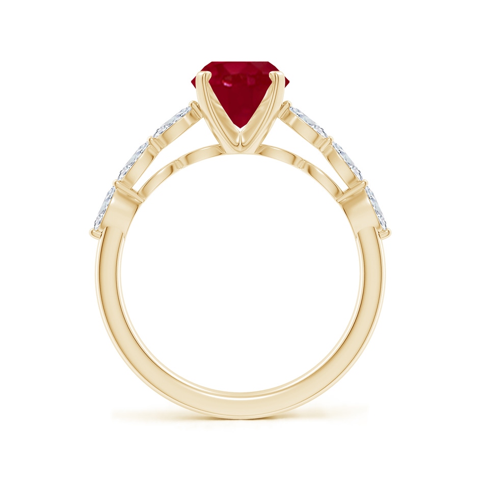 9x7mm AA Oval Ruby Engagement Ring with Marquise Diamonds in Yellow Gold side 199