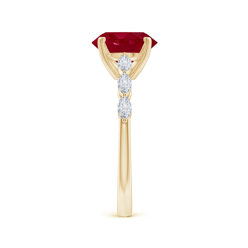 9x7mm AA Oval Ruby Engagement Ring with Marquise Diamonds in Yellow Gold side 299