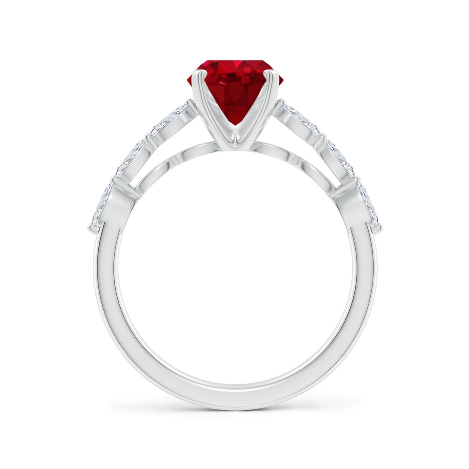 9x7mm AAA Oval Ruby Engagement Ring with Marquise Diamonds in P950 Platinum side 199