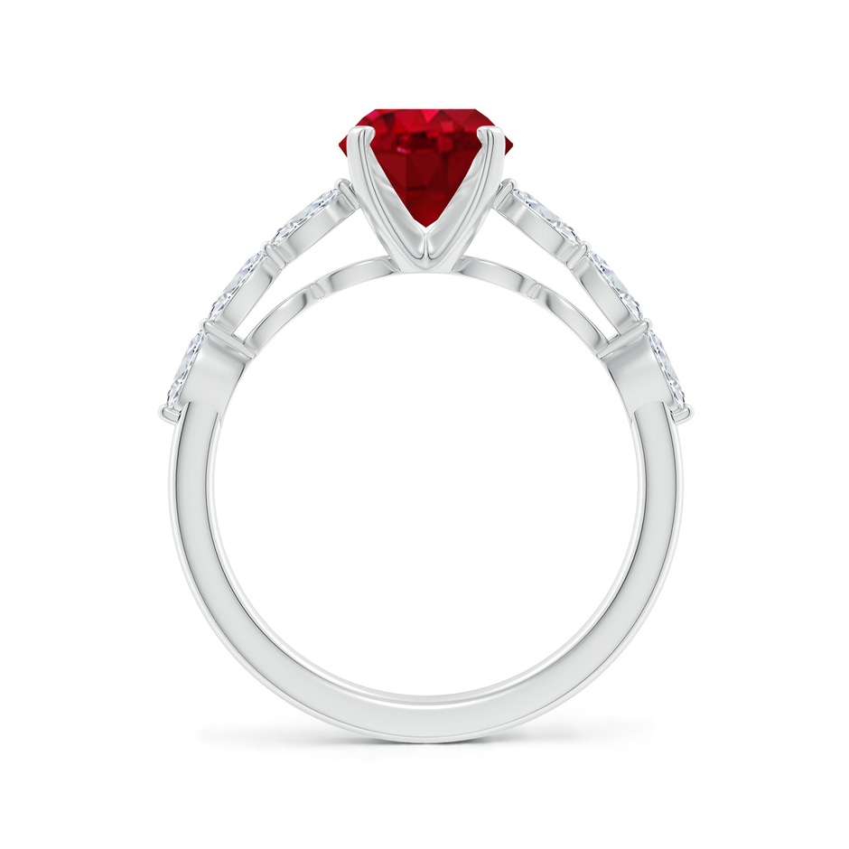 9x7mm AAA Oval Ruby Engagement Ring with Marquise Diamonds in White Gold side 199