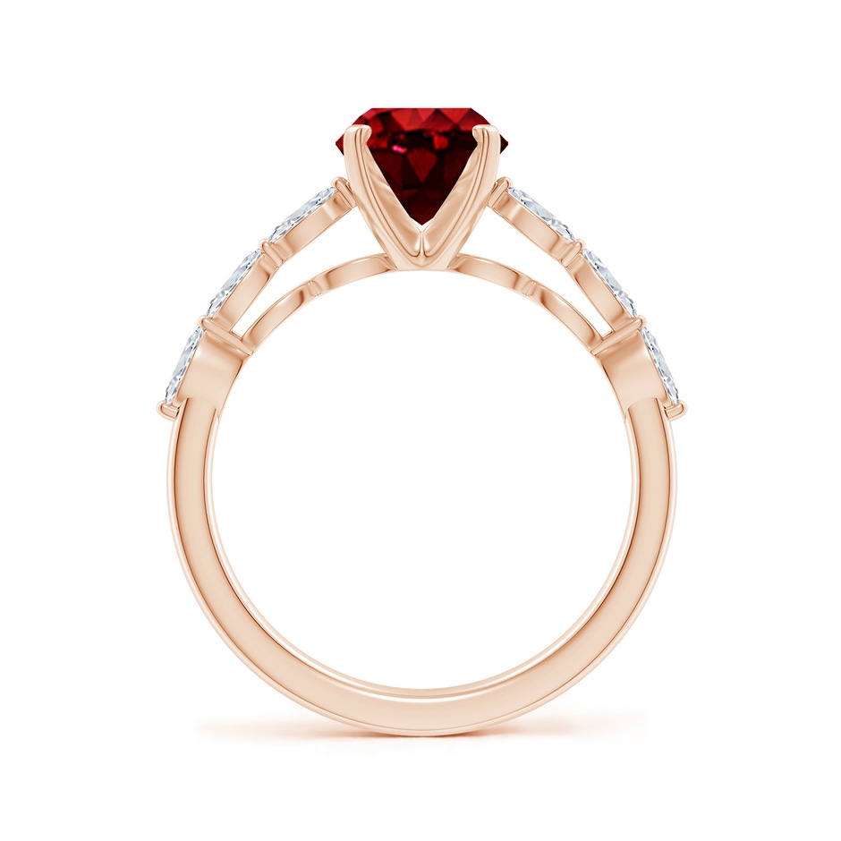 9x7mm AAAA Oval Ruby Engagement Ring with Marquise Diamonds in 18K Rose Gold side 199