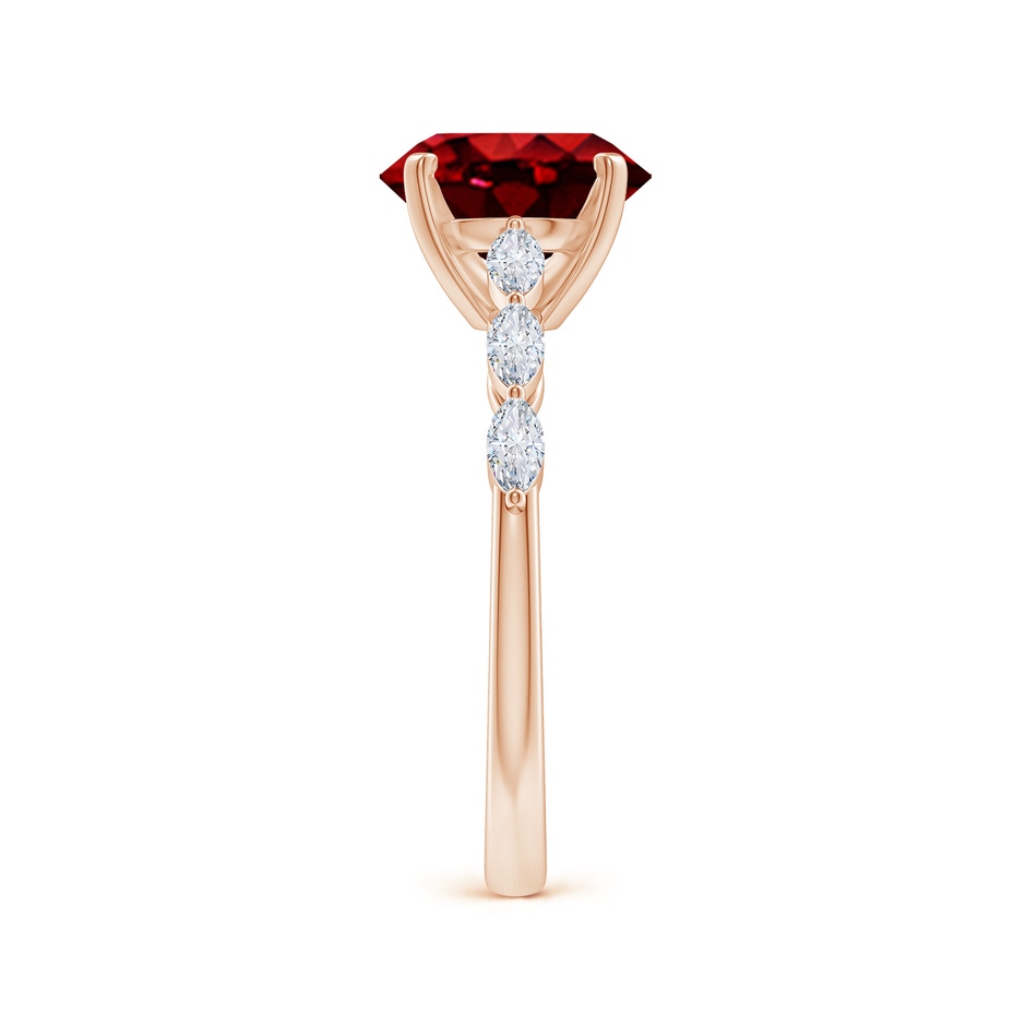 9x7mm AAAA Oval Ruby Engagement Ring with Marquise Diamonds in 18K Rose Gold side 299