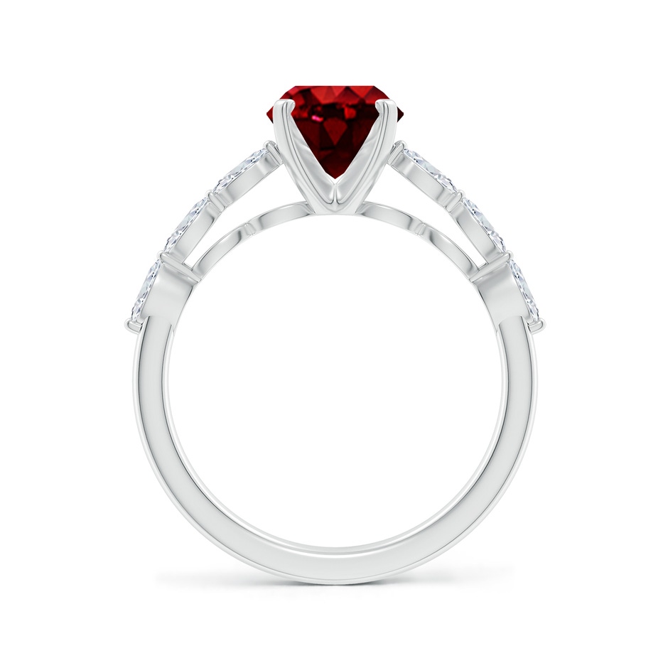 9x7mm AAAA Oval Ruby Engagement Ring with Marquise Diamonds in P950 Platinum side 199