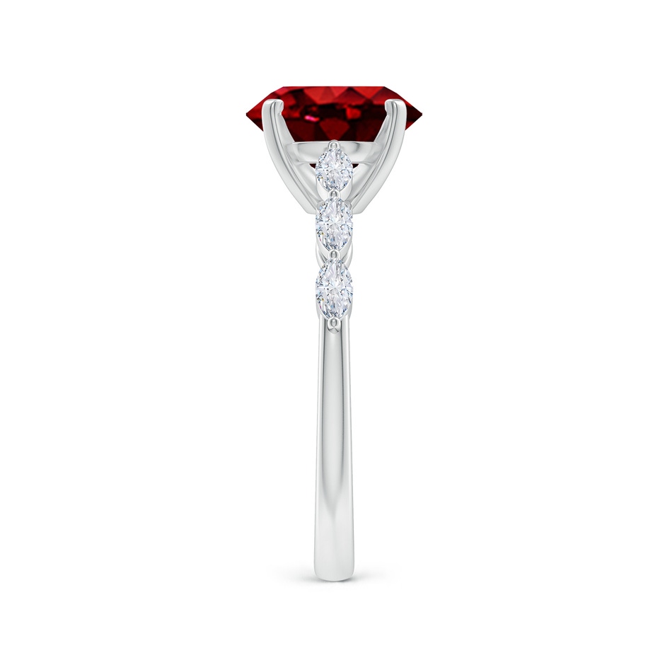 9x7mm AAAA Oval Ruby Engagement Ring with Marquise Diamonds in P950 Platinum side 299