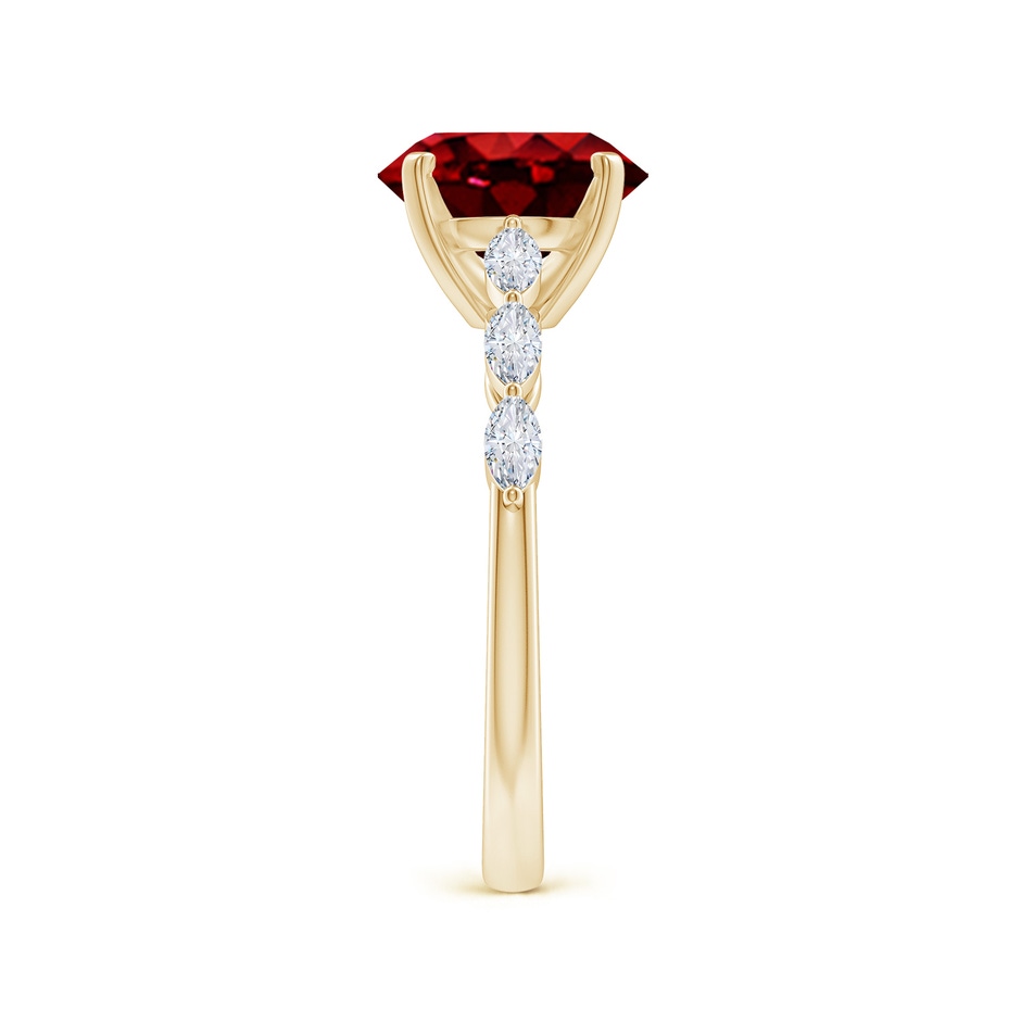 9x7mm AAAA Oval Ruby Engagement Ring with Marquise Diamonds in Yellow Gold side 299