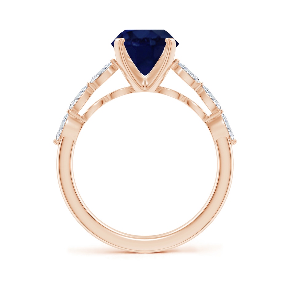 10x8mm A Oval Blue Sapphire Engagement Ring with Marquise Diamonds in Rose Gold side 199