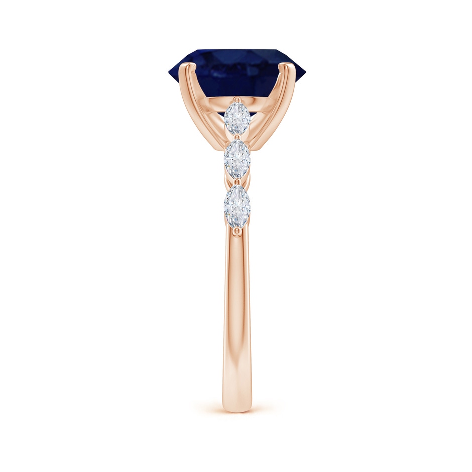 10x8mm A Oval Blue Sapphire Engagement Ring with Marquise Diamonds in Rose Gold side 299