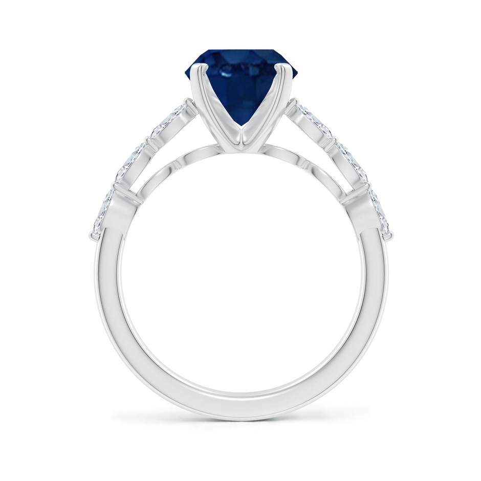 10x8mm AA Oval Blue Sapphire Engagement Ring with Marquise Diamonds in P950 Platinum side 199