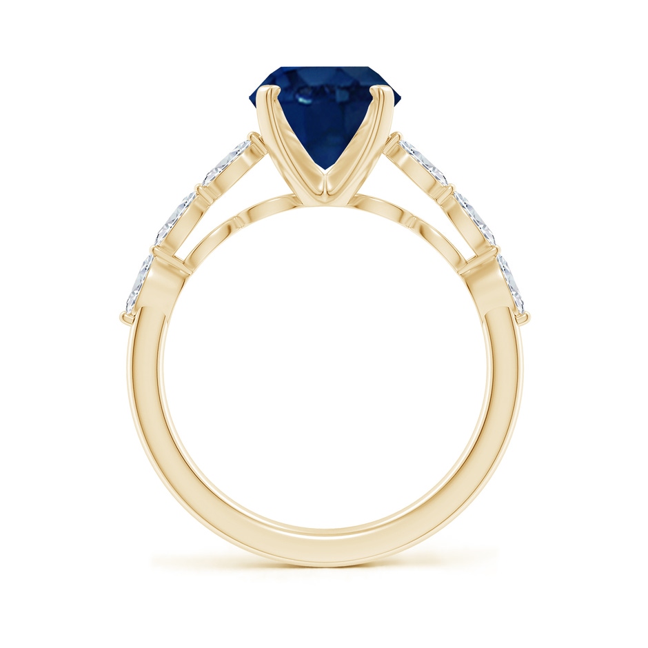 10x8mm AA Oval Blue Sapphire Engagement Ring with Marquise Diamonds in Yellow Gold side 199