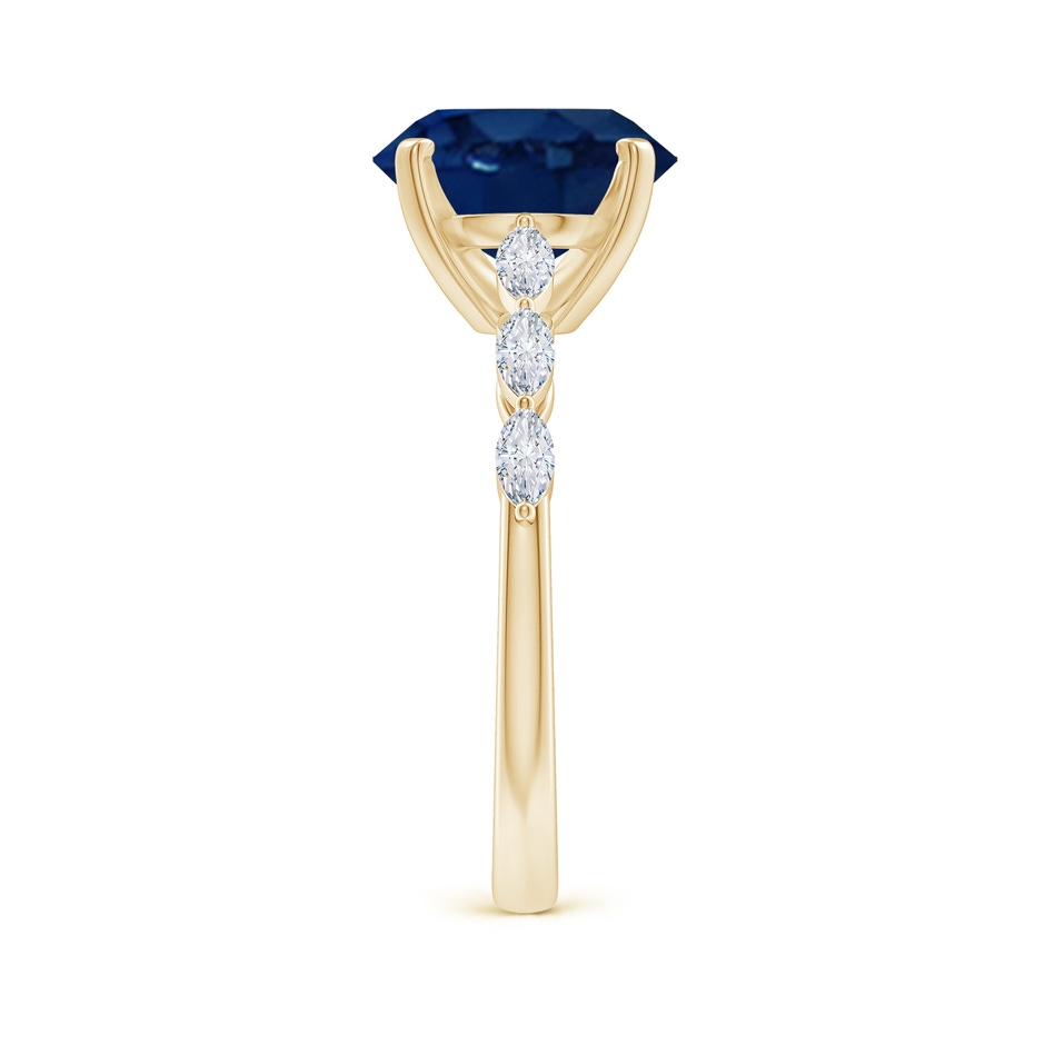 10x8mm AA Oval Blue Sapphire Engagement Ring with Marquise Diamonds in Yellow Gold side 299