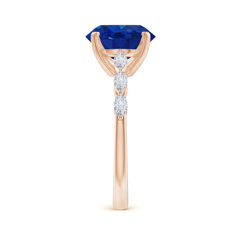 10x8mm AAA Oval Blue Sapphire Engagement Ring with Marquise Diamonds in Rose Gold side 299