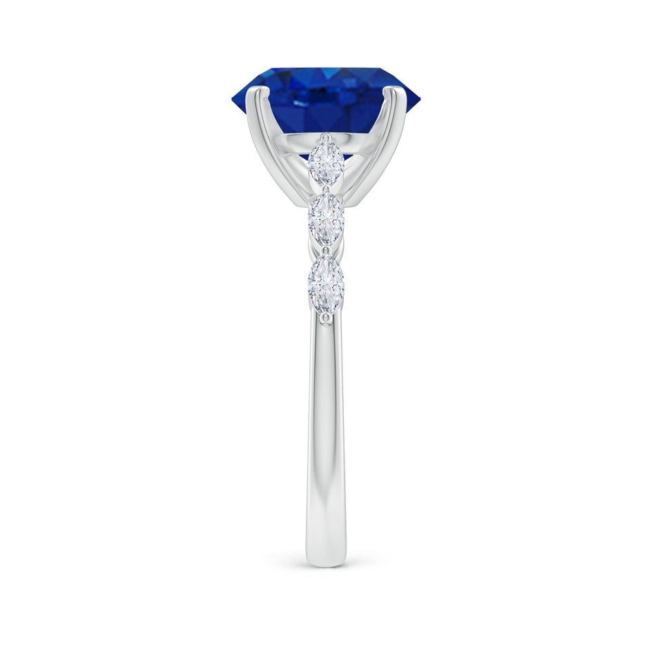 10x8mm AAA Oval Blue Sapphire Engagement Ring with Marquise Diamonds in White Gold side 299
