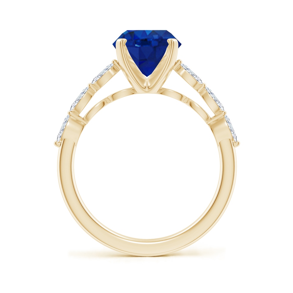 10x8mm AAA Oval Blue Sapphire Engagement Ring with Marquise Diamonds in Yellow Gold side 199