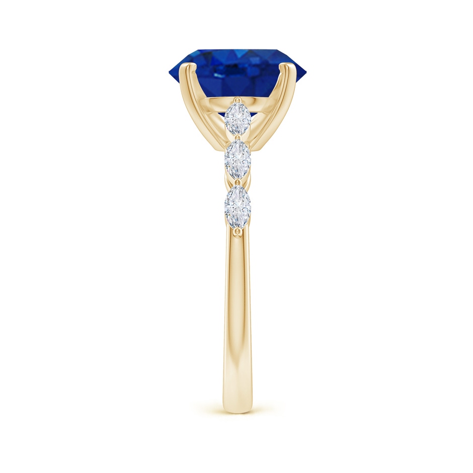 10x8mm AAA Oval Blue Sapphire Engagement Ring with Marquise Diamonds in Yellow Gold side 299