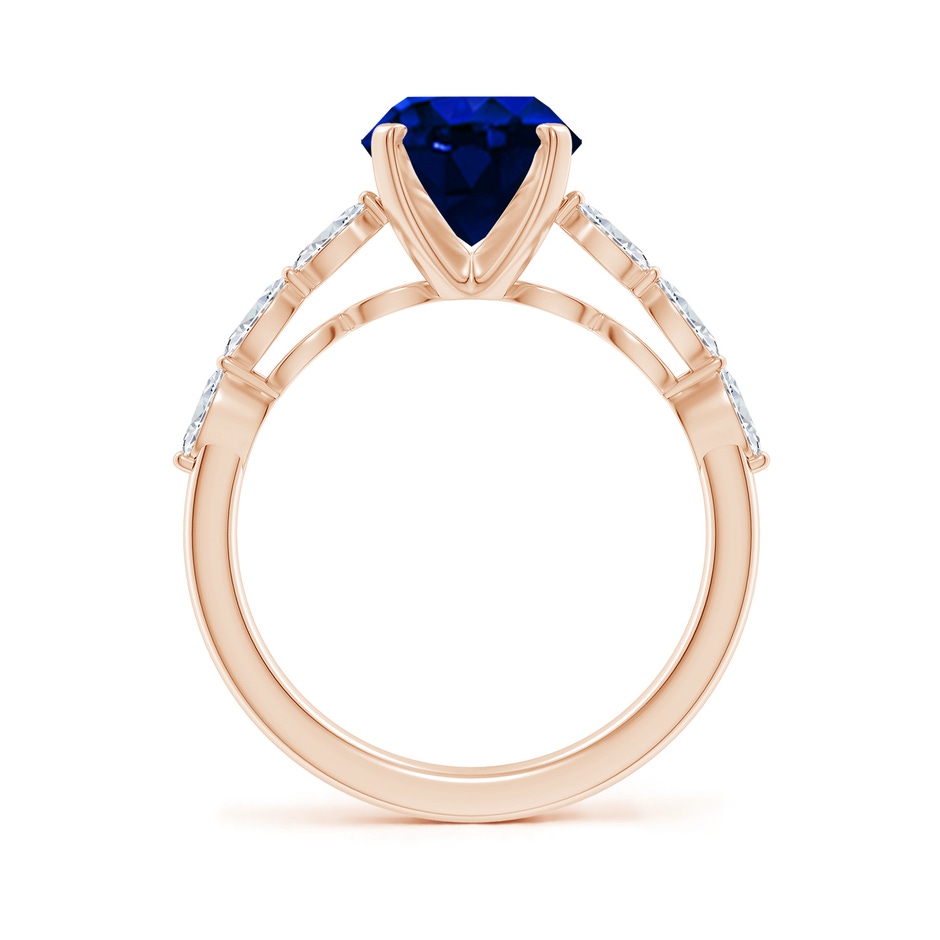10x8mm AAAA Oval Blue Sapphire Engagement Ring with Marquise Diamonds in Rose Gold side 199
