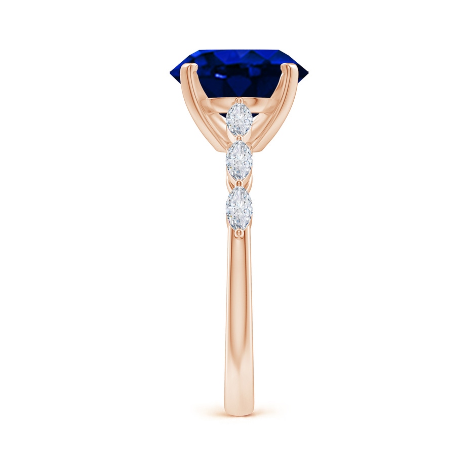 10x8mm AAAA Oval Blue Sapphire Engagement Ring with Marquise Diamonds in Rose Gold side 299