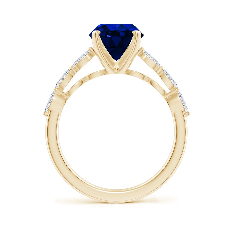 10x8mm AAAA Oval Blue Sapphire Engagement Ring with Marquise Diamonds in Yellow Gold side 199