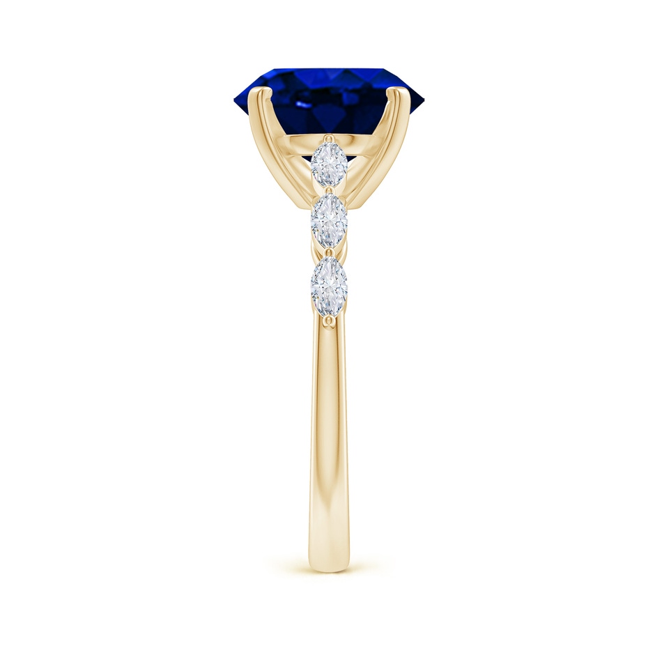 10x8mm AAAA Oval Blue Sapphire Engagement Ring with Marquise Diamonds in Yellow Gold side 299