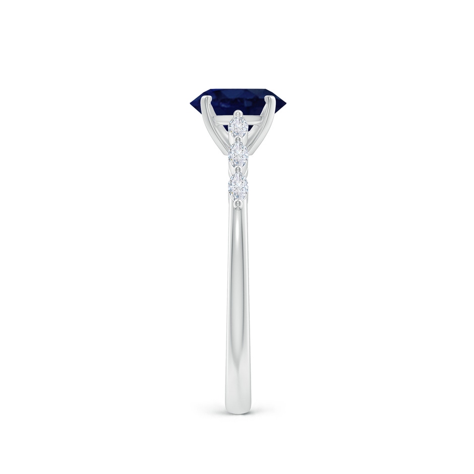 7x5mm A Oval Blue Sapphire Engagement Ring with Marquise Diamonds in White Gold side 299