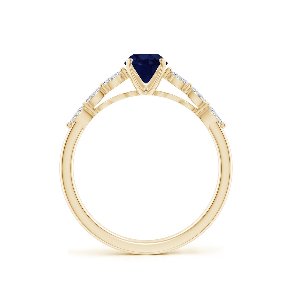 7x5mm A Oval Blue Sapphire Engagement Ring with Marquise Diamonds in Yellow Gold side 199
