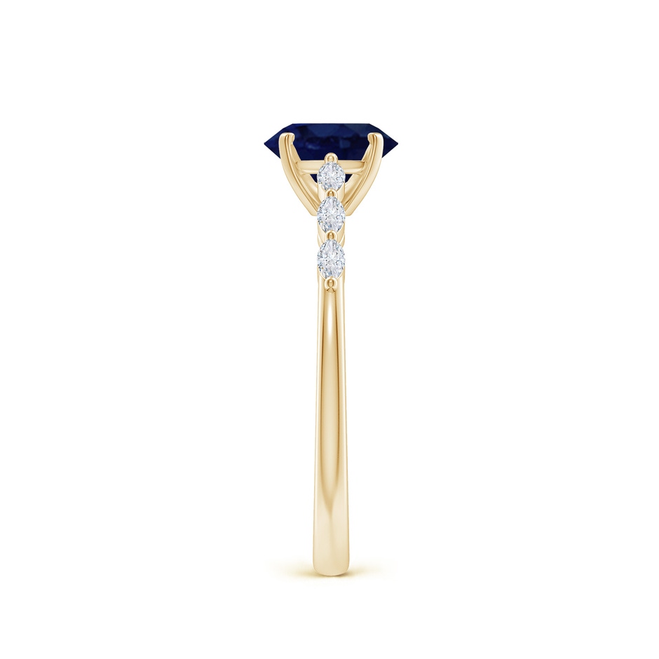 7x5mm A Oval Blue Sapphire Engagement Ring with Marquise Diamonds in Yellow Gold side 299