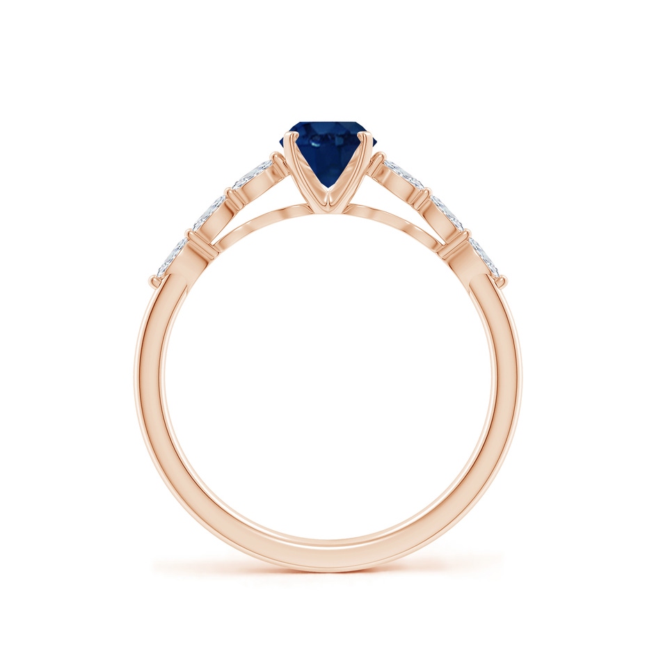 7x5mm AA Oval Blue Sapphire Engagement Ring with Marquise Diamonds in Rose Gold side 199