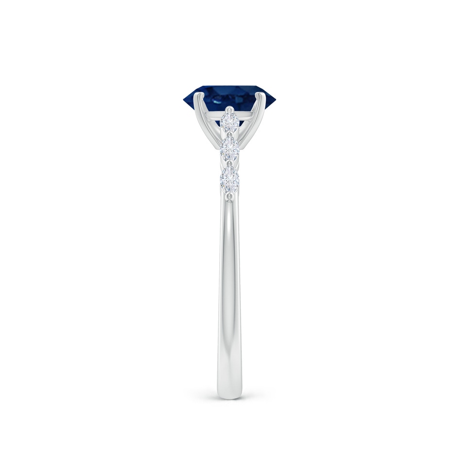 7x5mm AA Oval Blue Sapphire Engagement Ring with Marquise Diamonds in White Gold side 299
