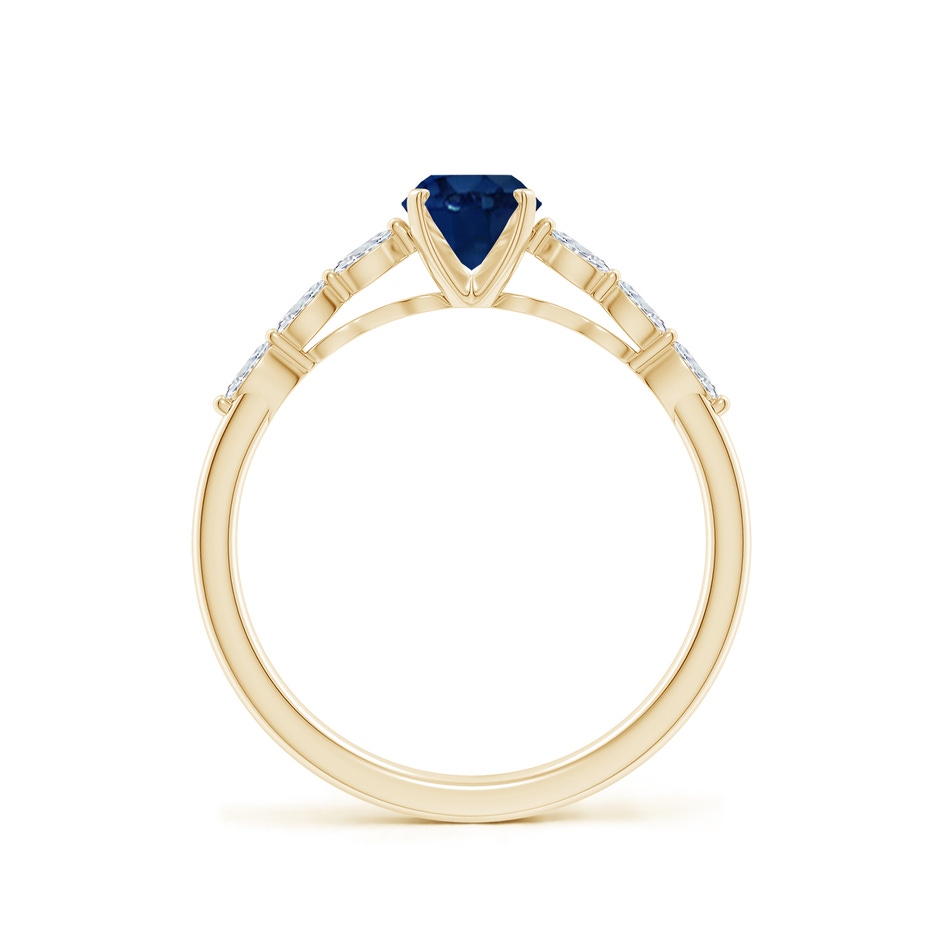7x5mm AA Oval Blue Sapphire Engagement Ring with Marquise Diamonds in Yellow Gold side 199