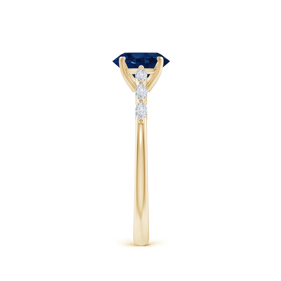 7x5mm AA Oval Blue Sapphire Engagement Ring with Marquise Diamonds in Yellow Gold side 299