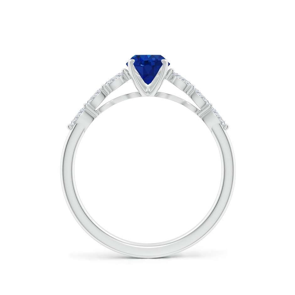 7x5mm AAA Oval Blue Sapphire Engagement Ring with Marquise Diamonds in P950 Platinum side 199