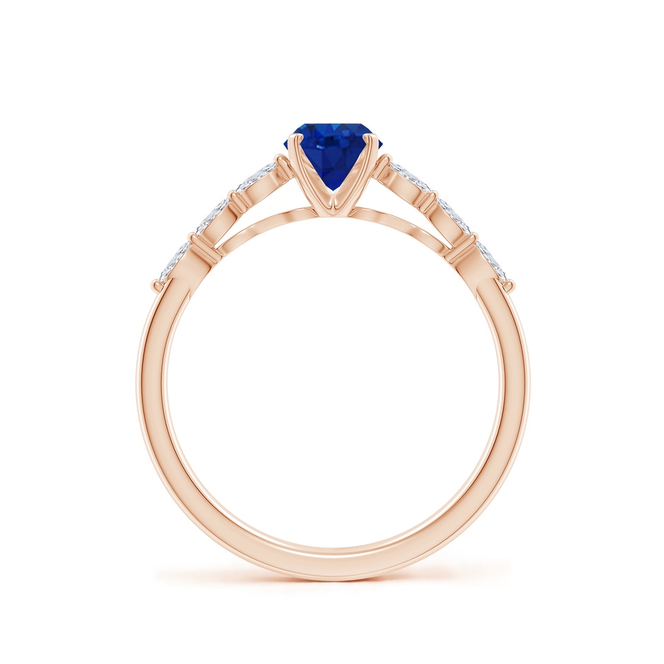 7x5mm AAA Oval Blue Sapphire Engagement Ring with Marquise Diamonds in Rose Gold side 199