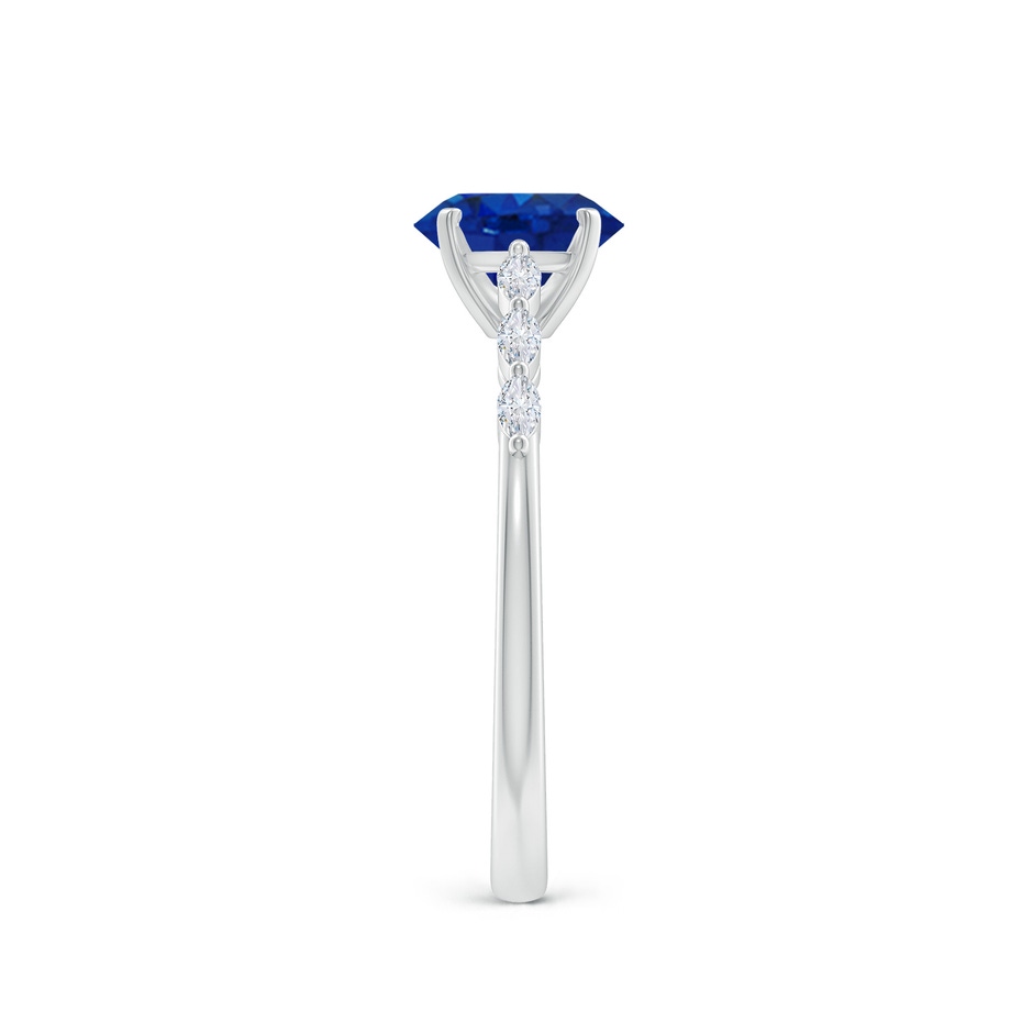 7x5mm AAA Oval Blue Sapphire Engagement Ring with Marquise Diamonds in White Gold side 299