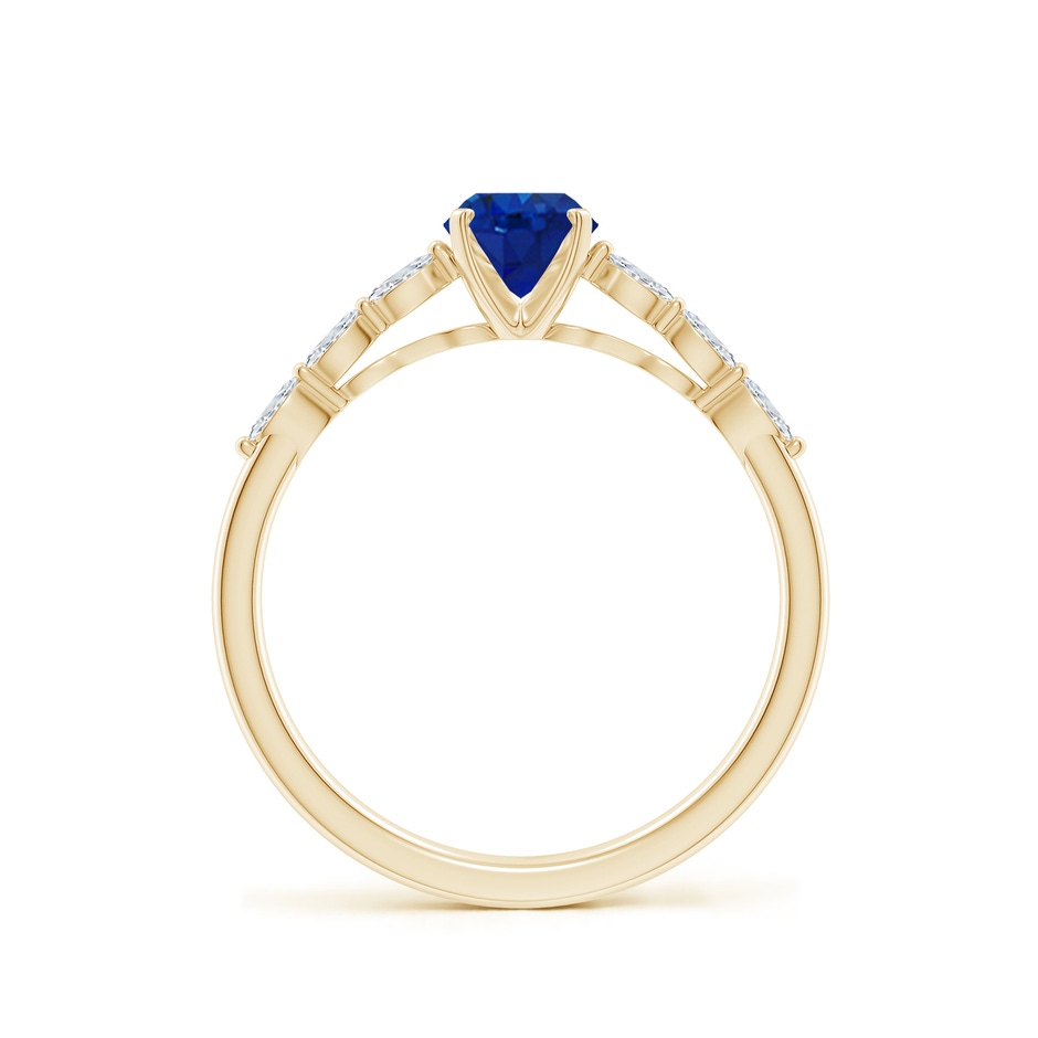 7x5mm AAA Oval Blue Sapphire Engagement Ring with Marquise Diamonds in Yellow Gold side 199