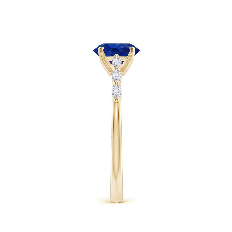 7x5mm AAA Oval Blue Sapphire Engagement Ring with Marquise Diamonds in Yellow Gold side 299