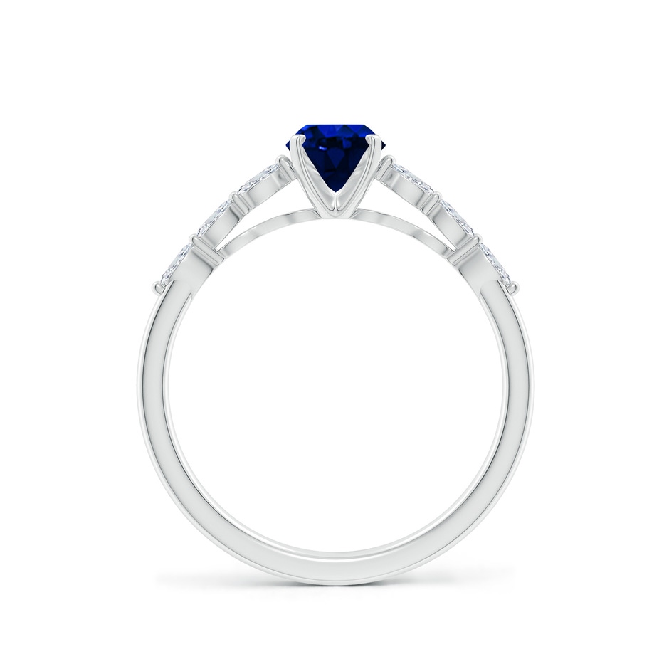 7x5mm AAAA Oval Blue Sapphire Engagement Ring with Marquise Diamonds in P950 Platinum side 199