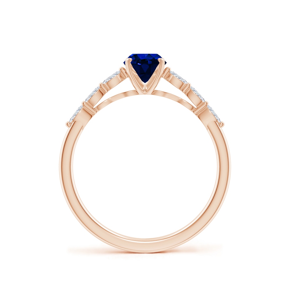7x5mm AAAA Oval Blue Sapphire Engagement Ring with Marquise Diamonds in Rose Gold side 199