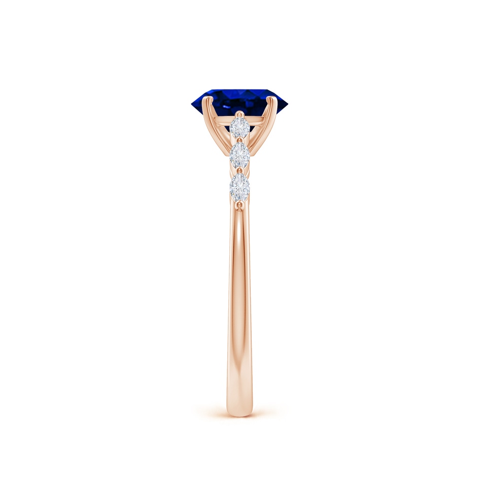 7x5mm AAAA Oval Blue Sapphire Engagement Ring with Marquise Diamonds in Rose Gold side 299