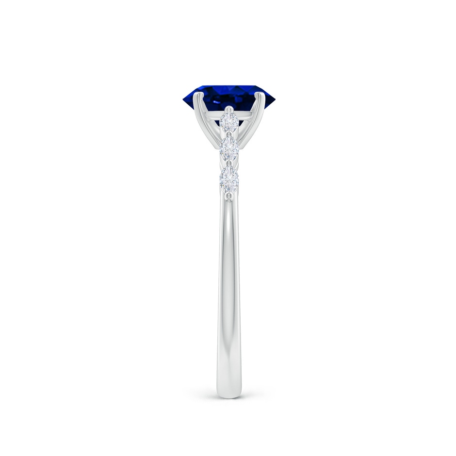 7x5mm AAAA Oval Blue Sapphire Engagement Ring with Marquise Diamonds in White Gold side 299