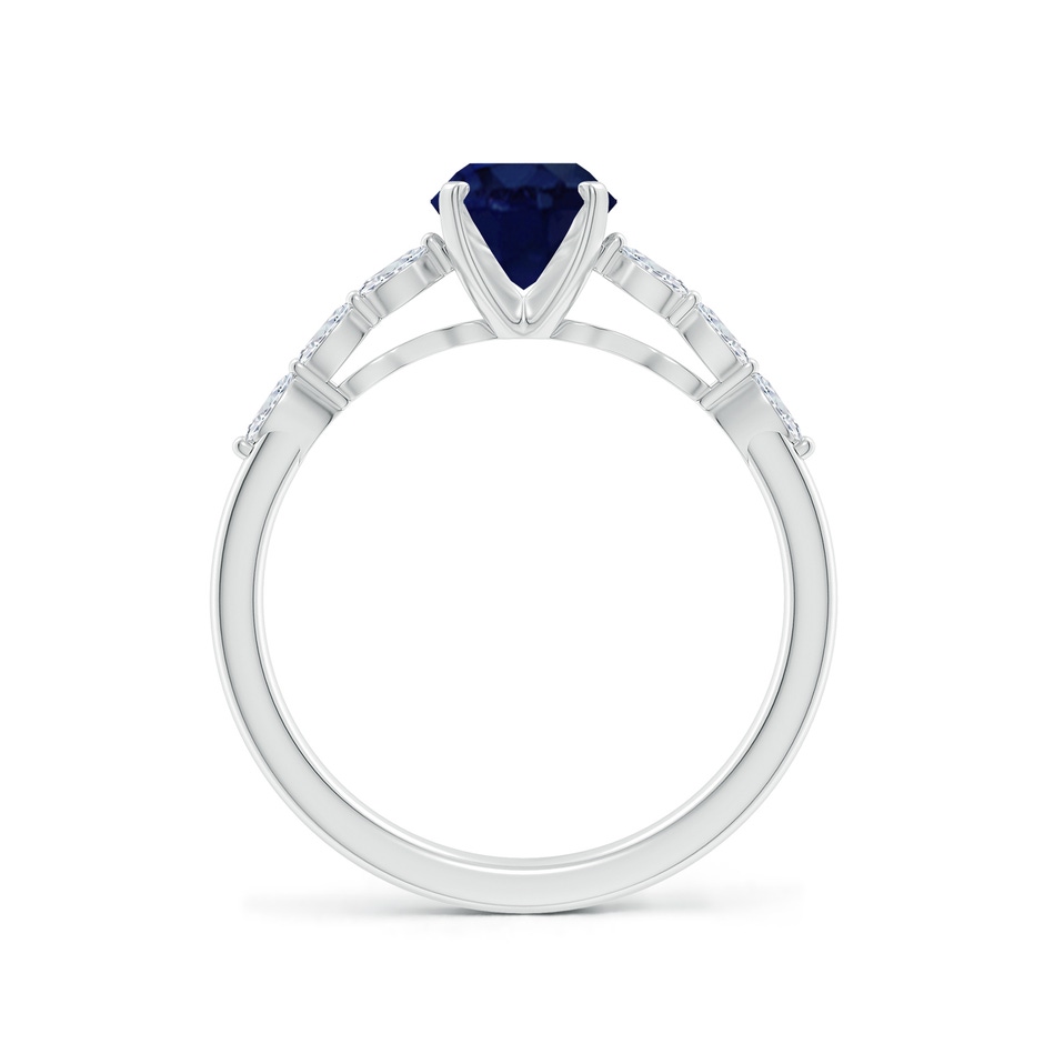 8x6mm A Oval Blue Sapphire Engagement Ring with Marquise Diamonds in White Gold side 199