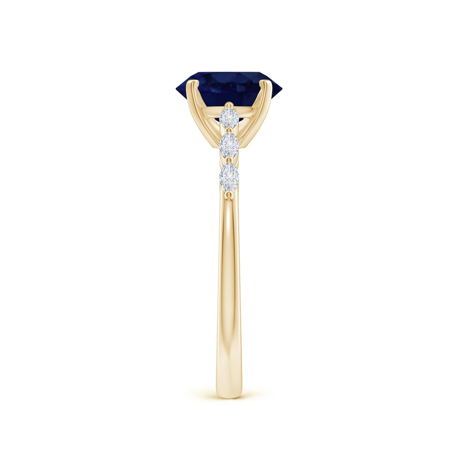8x6mm A Oval Blue Sapphire Engagement Ring with Marquise Diamonds in Yellow Gold side 299