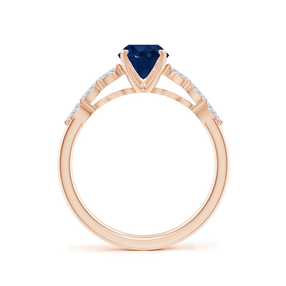 8x6mm AA Oval Blue Sapphire Engagement Ring with Marquise Diamonds in Rose Gold side 199