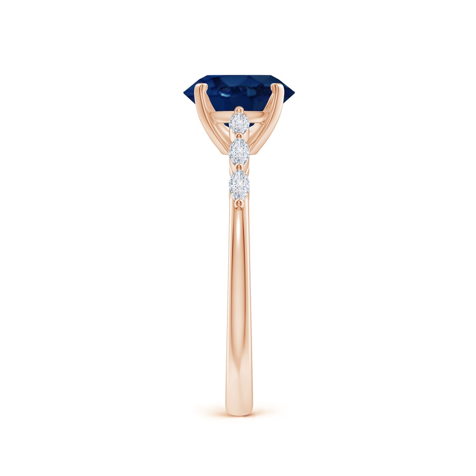 8x6mm AA Oval Blue Sapphire Engagement Ring with Marquise Diamonds in Rose Gold side 299