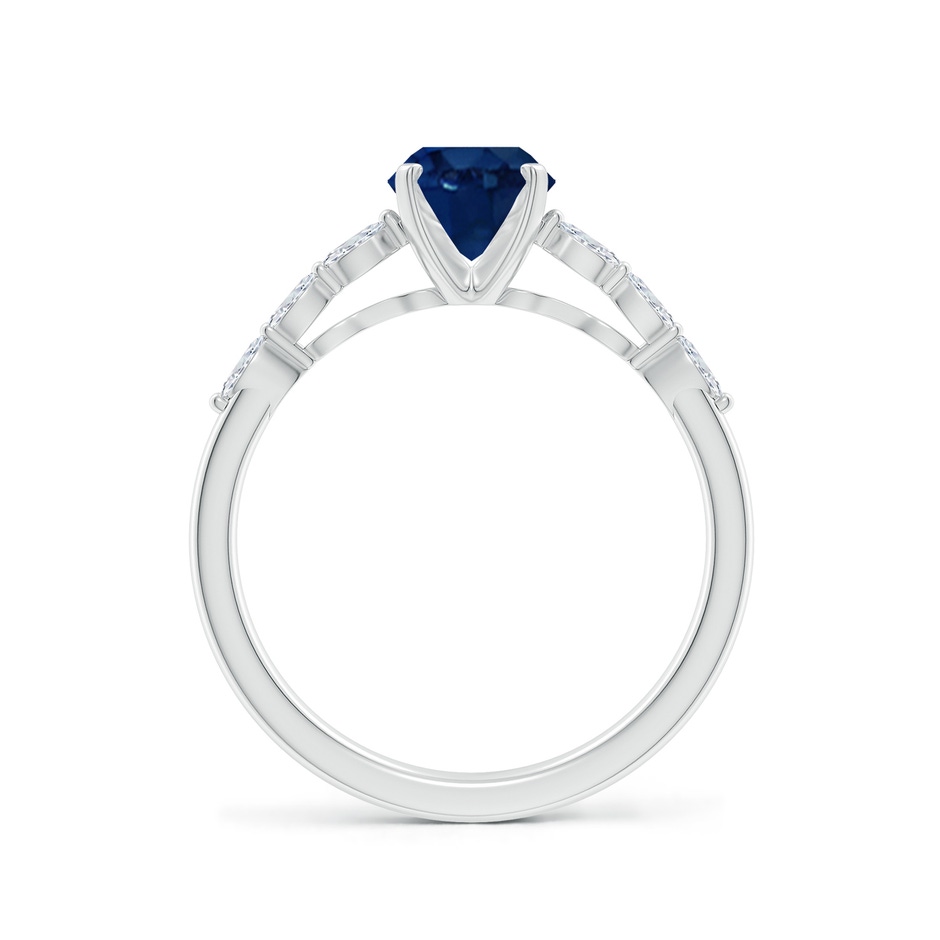 8x6mm AA Oval Blue Sapphire Engagement Ring with Marquise Diamonds in White Gold side 199