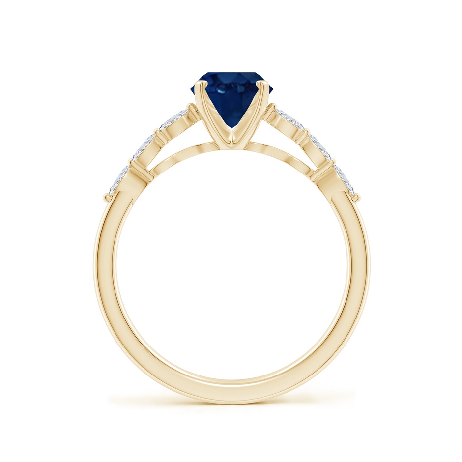 8x6mm AA Oval Blue Sapphire Engagement Ring with Marquise Diamonds in Yellow Gold side 199