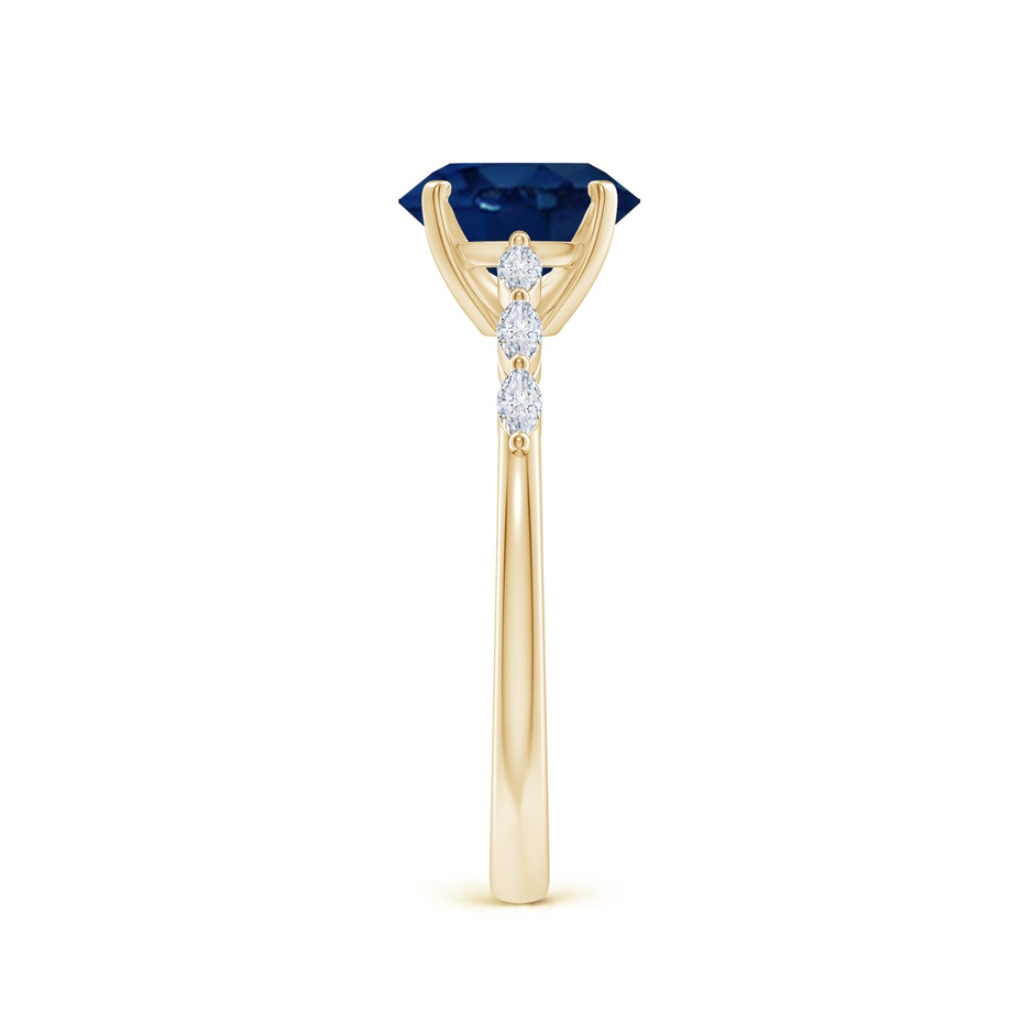 8x6mm AA Oval Blue Sapphire Engagement Ring with Marquise Diamonds in Yellow Gold side 299