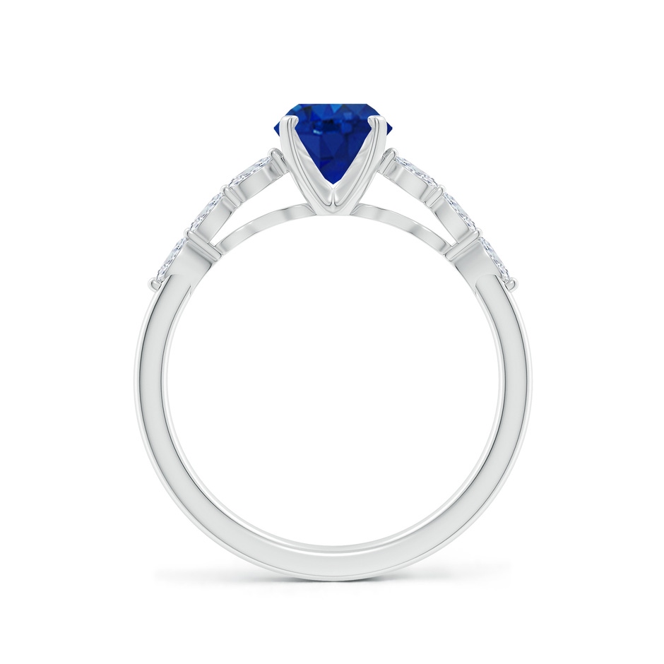 8x6mm AAA Oval Blue Sapphire Engagement Ring with Marquise Diamonds in P950 Platinum side 199